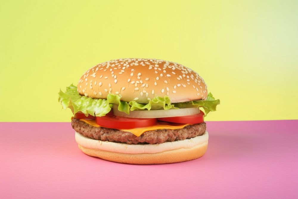 Hamberger food hamburger vegetable. AI generated Image by rawpixel.