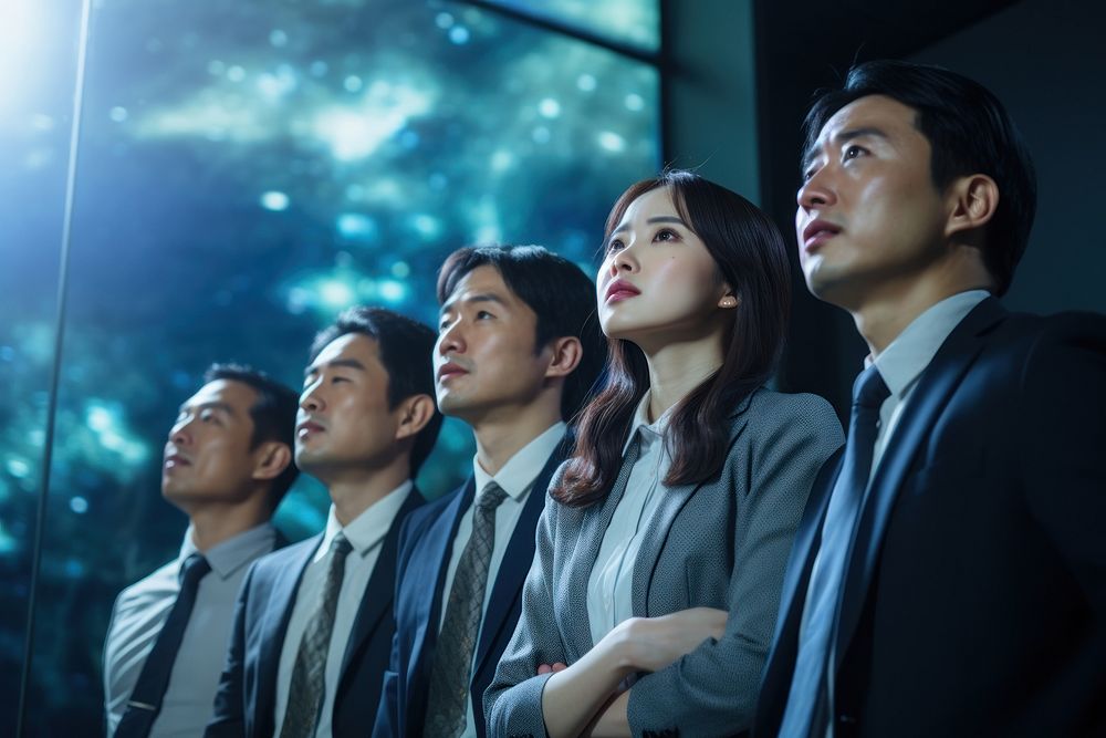 A Japanese group of office workers adult togetherness cooperation. AI generated Image by rawpixel.