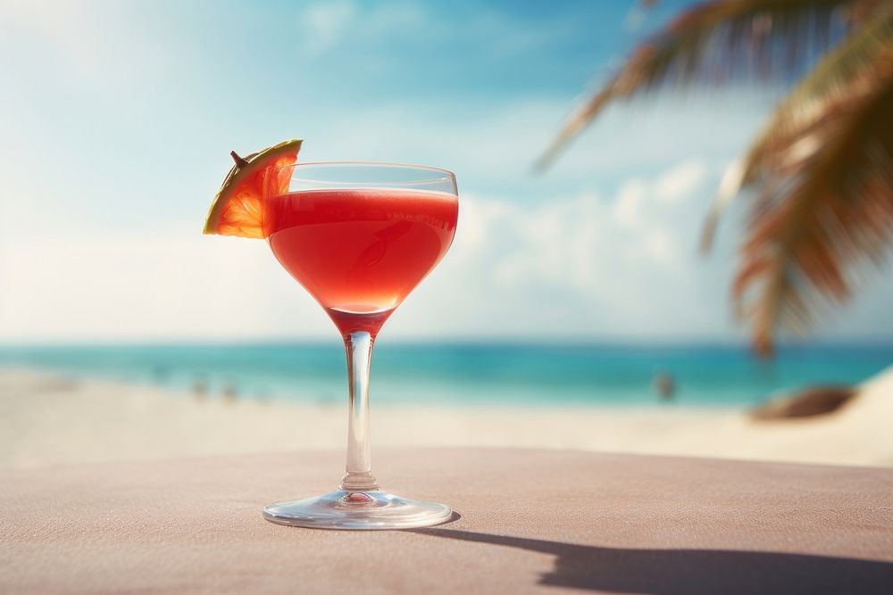 A red cocktail beach outdoors summer. AI generated Image by rawpixel.