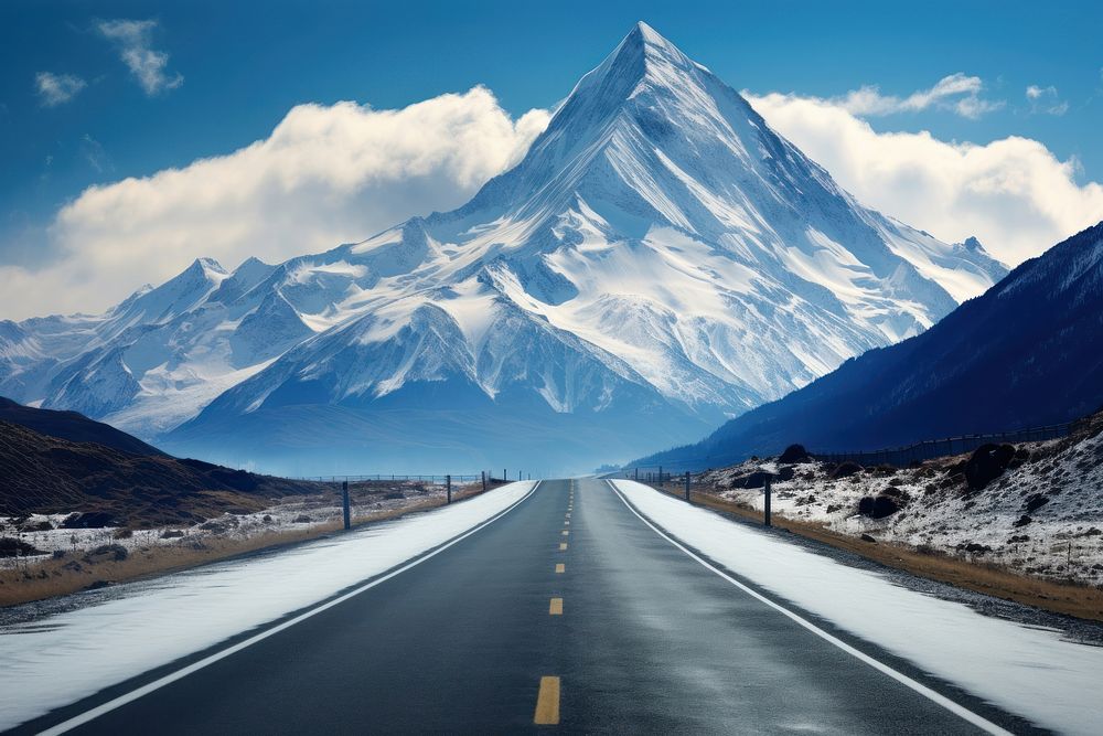 Road infront of mountain landscape outdoors highway. AI generated Image by rawpixel.