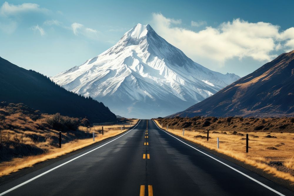 Road infront of mountain landscape outdoors highway. AI generated Image by rawpixel.