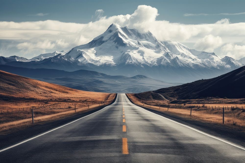 Road infront of mountain outdoors highway nature. AI generated Image by rawpixel.