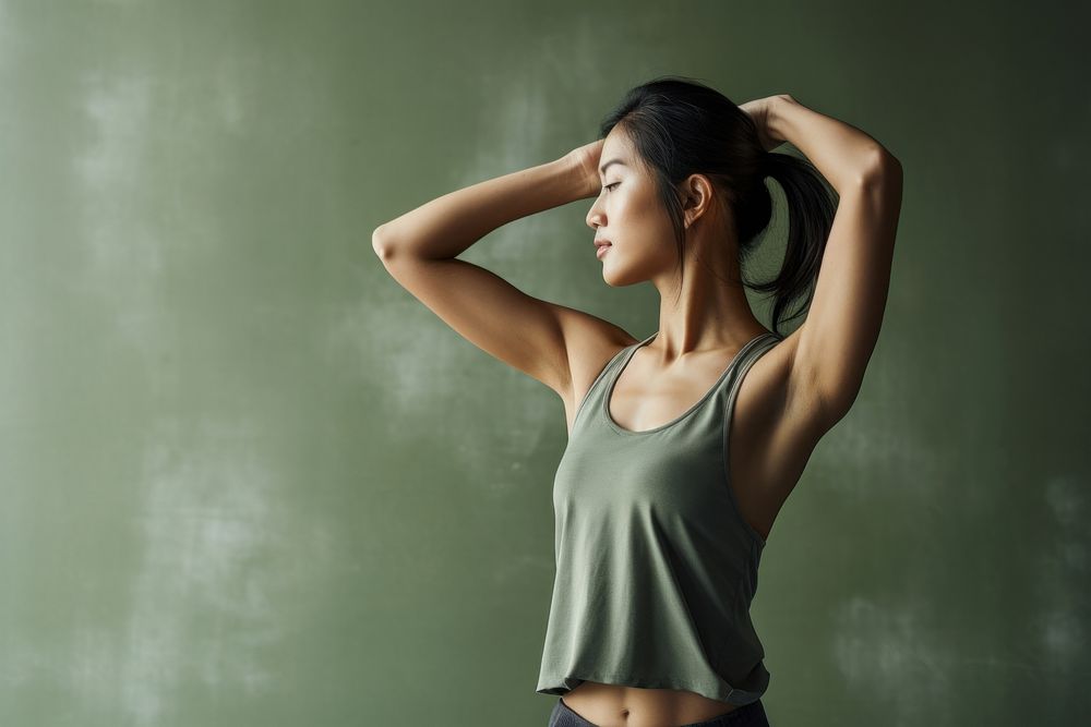 Woman doing yoga hairstyle portrait sports. AI generated Image by rawpixel.