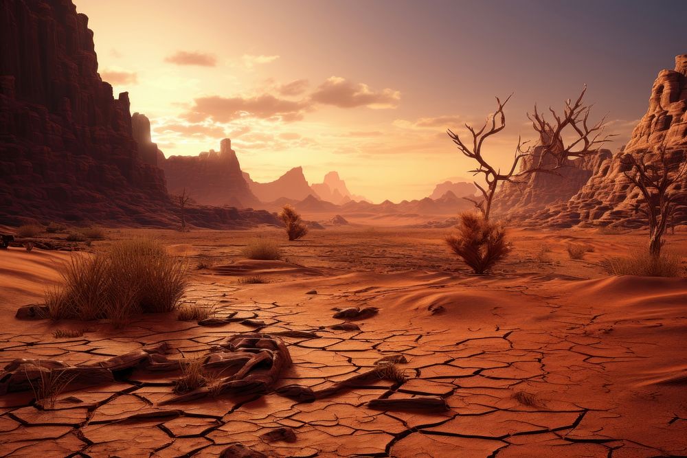 Desert environment landscape outdoors nature. AI generated Image by rawpixel.