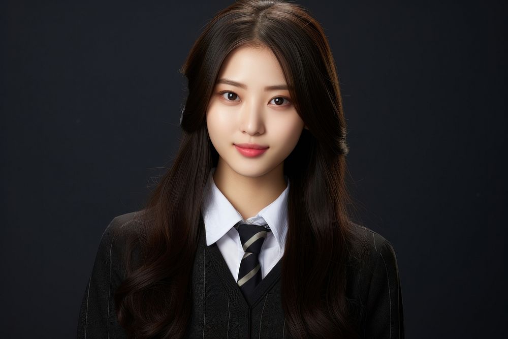 Female korean student in school uniform portrait photo photography. AI generated Image by rawpixel.