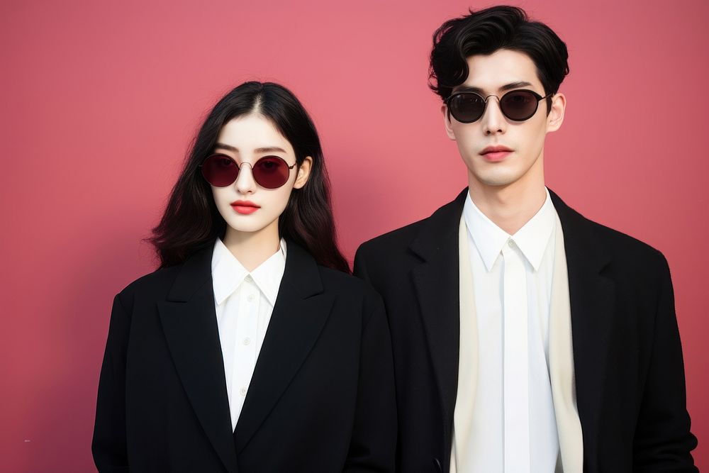 Korean fashionista couple sunglasses portrait adult. AI generated Image by rawpixel.