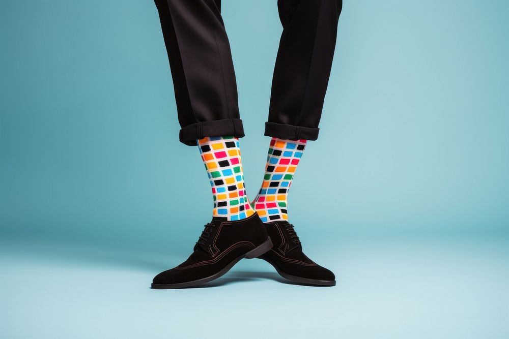 Pattern colorful socks shoe footwear black. AI generated Image by rawpixel.