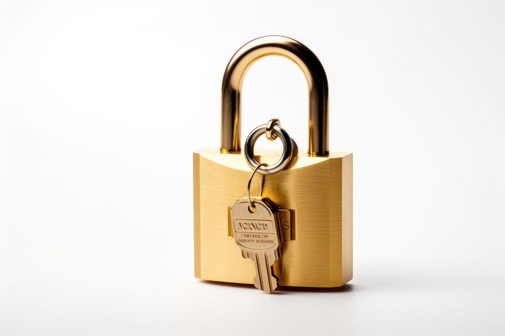 Padlock white background aspirations protection. AI generated Image by rawpixel.
