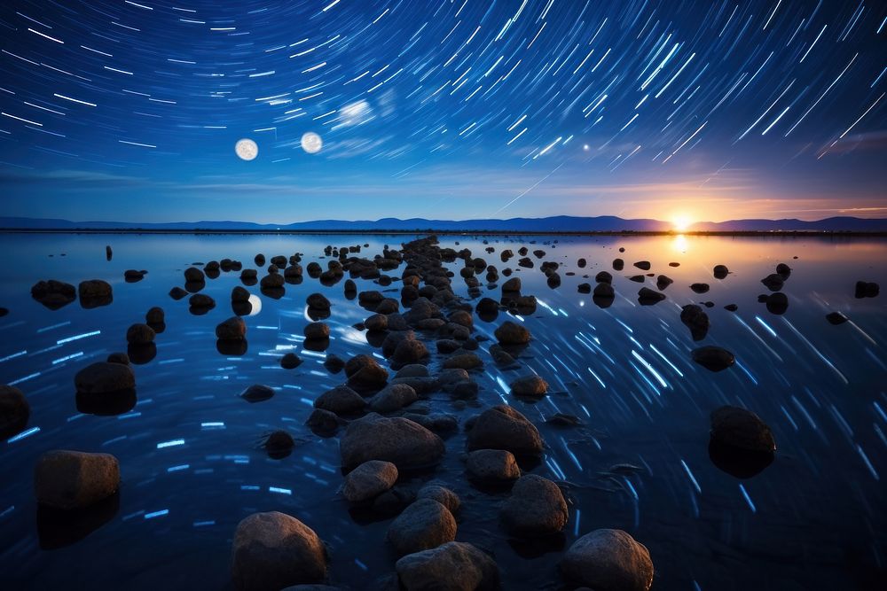 Starry night landscape astronomy panoramic. AI generated Image by rawpixel.