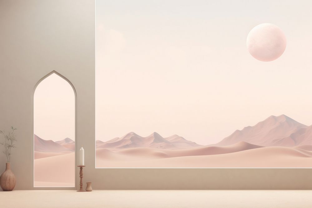 Ramadan landscape nature moon. AI generated Image by rawpixel.