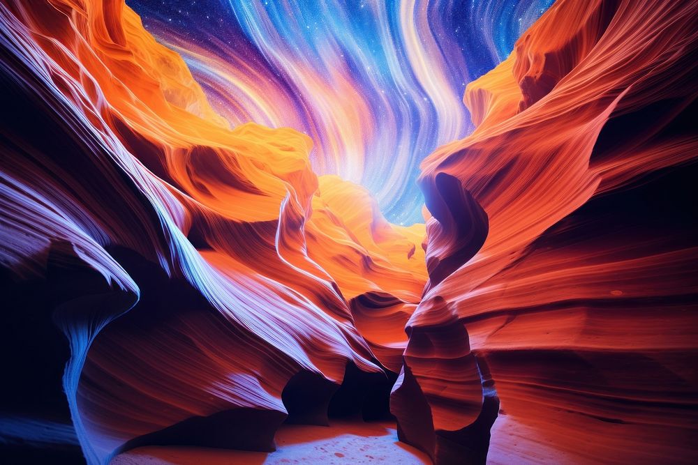 Starry night by the spire of antelope canyon backgrounds outdoors nature. AI generated Image by rawpixel.