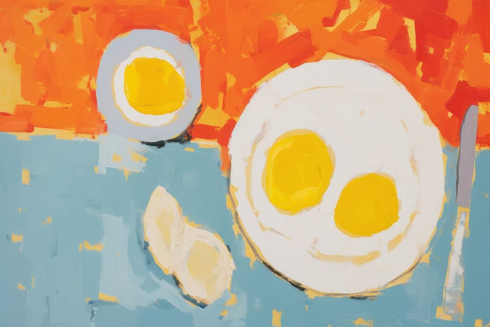 Breakfast painting food egg. AI generated Image by rawpixel.