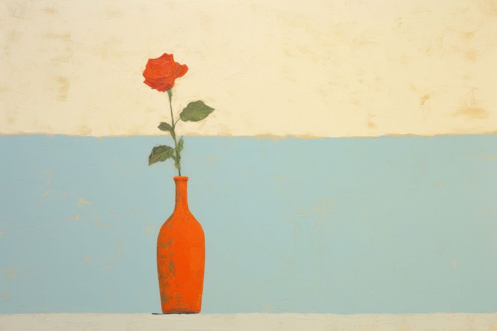 Rose on vase painting flower plant. AI generated Image by rawpixel.