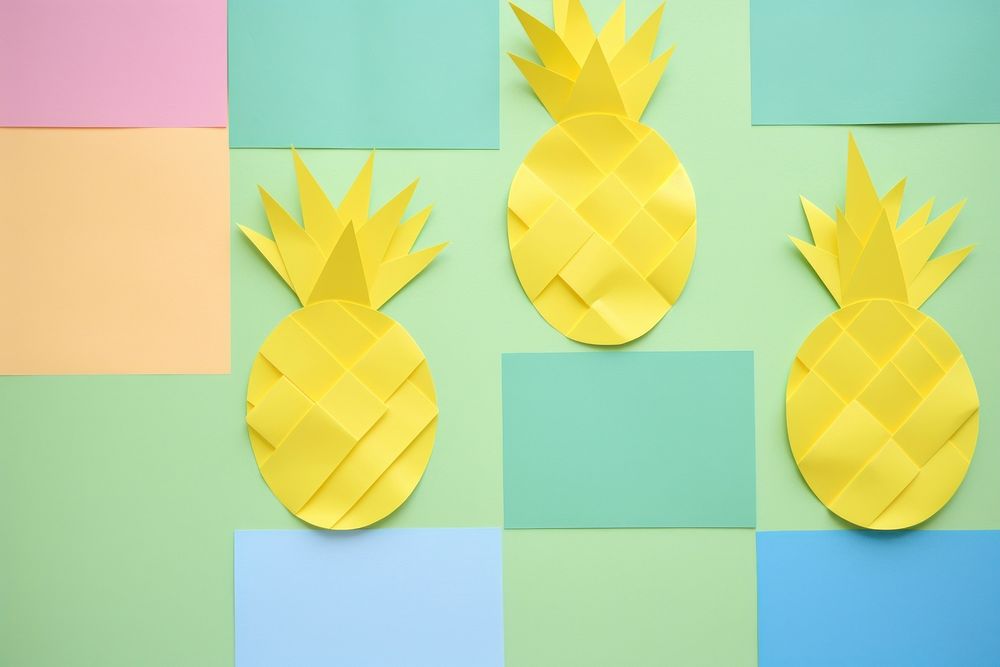 Pineapples paper art backgrounds. AI generated Image by rawpixel.
