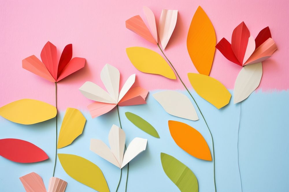 Bunch of flowers paper art origami. AI generated Image by rawpixel.