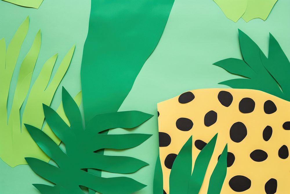 Leopards and banana trees pattern green art. AI generated Image by rawpixel.