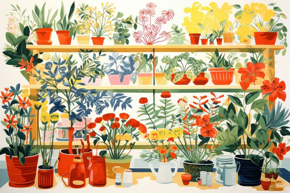 Florsit flower shop nature painting plant. AI generated Image by rawpixel.