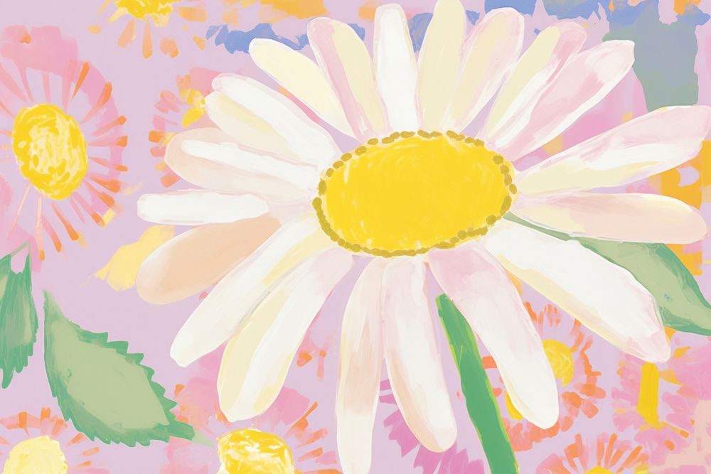Daisy painting flower petal. AI generated Image by rawpixel.