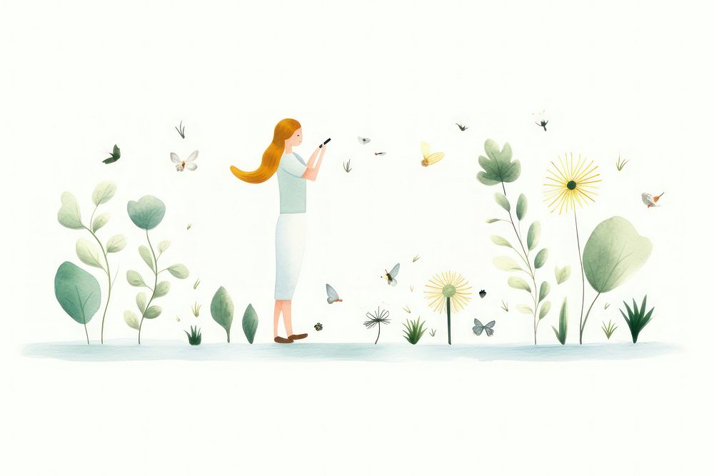 Wellbeing creativity drawing flower. AI generated Image by rawpixel.