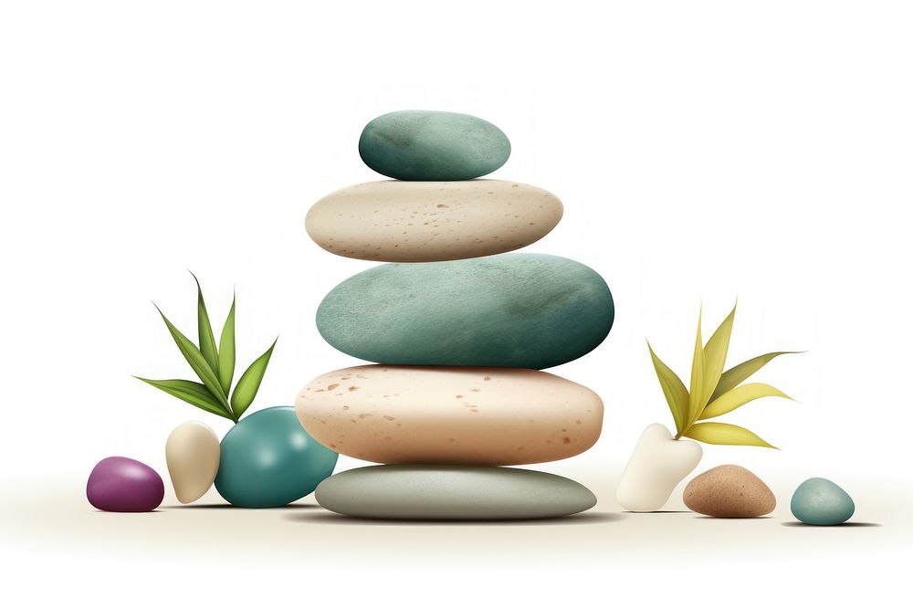 Wellbeing pebble white background simplicity. AI generated Image by rawpixel.