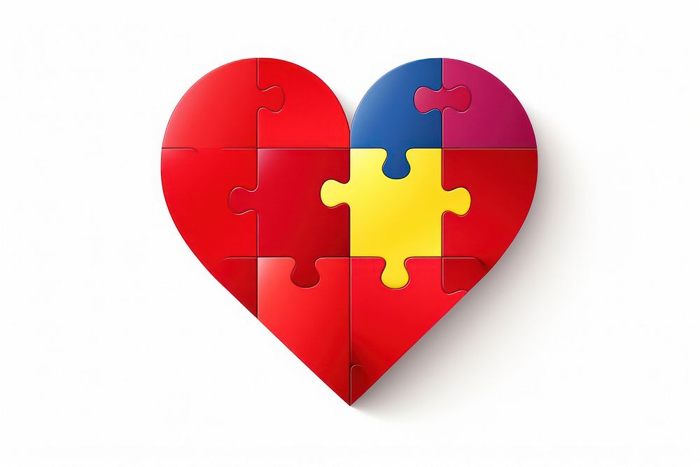 Heart jigsaw white background dynamite weaponry. AI generated Image by rawpixel.