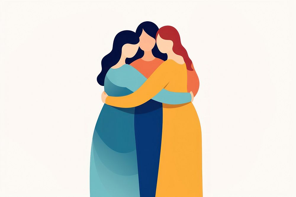 People hug around hugging adult togetherness. AI generated Image by rawpixel.