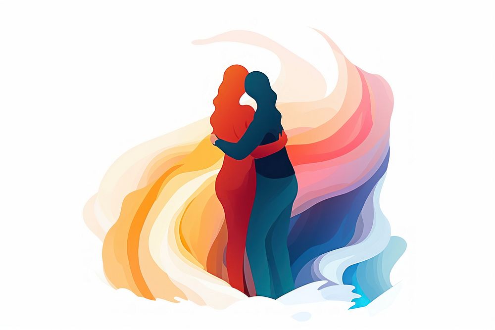People hug around dancing adult white background. AI generated Image by rawpixel.