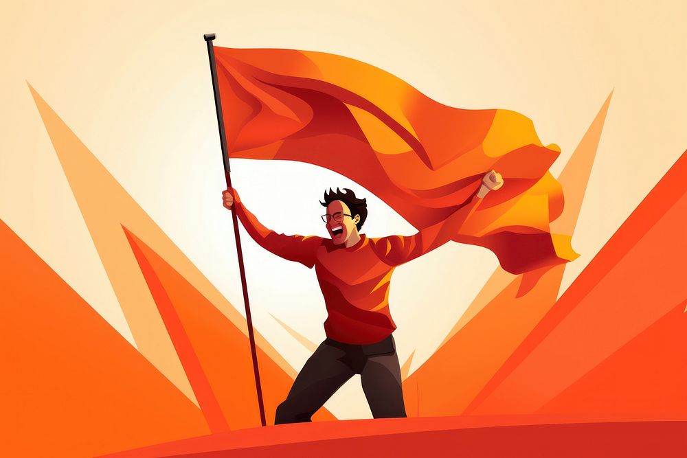 Guy carry a flag creativity patriotism excitement. AI generated Image by rawpixel.