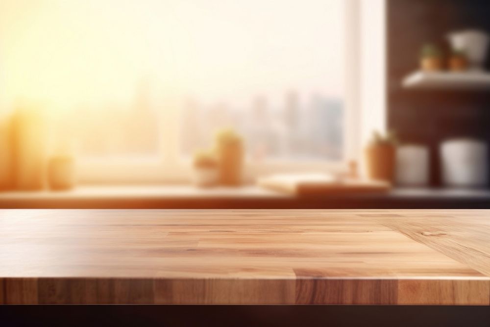 Wooden table furniture hardwood kitchen. AI generated Image by rawpixel.