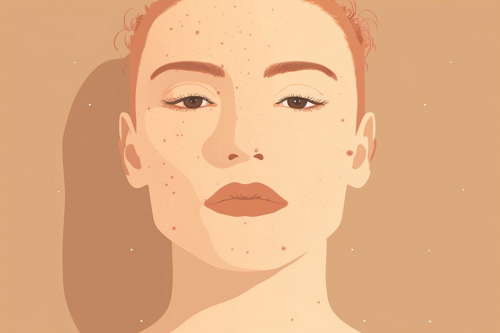 A 1 lesbian with freckles skin texture portrait sketch photography. AI generated Image by rawpixel.