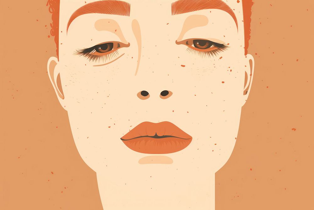 A 1 lesbian with freckles skin texture portrait drawing sketch. AI generated Image by rawpixel.