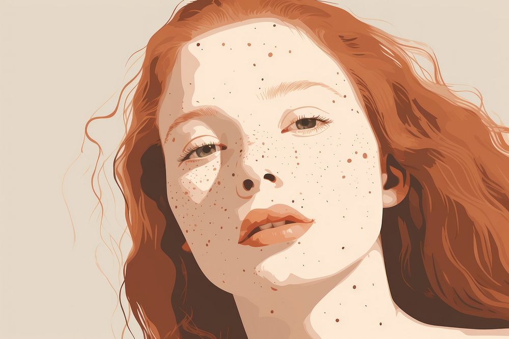 A young girl with freckles skin texture portrait adult photography. AI generated Image by rawpixel.