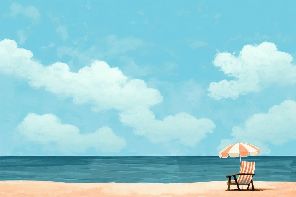 Beach scene furniture outdoors horizon. AI generated Image by rawpixel.