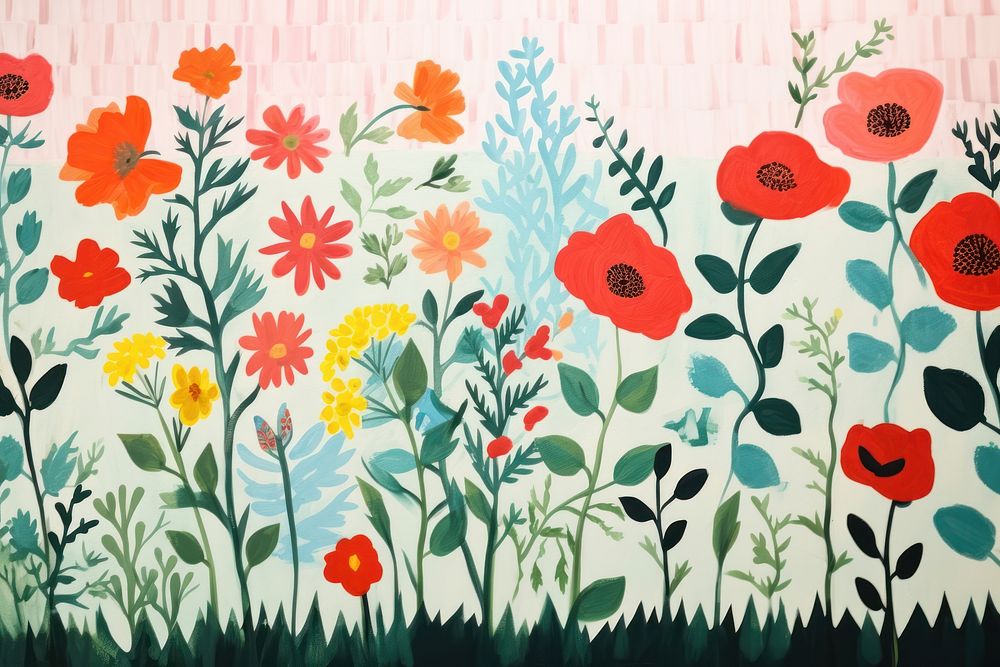 English garden painting pattern flower. AI generated Image by rawpixel.