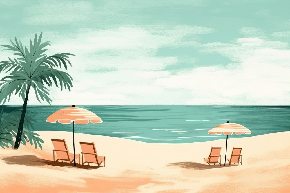 Summer beach furniture outdoors drawing. AI generated Image by rawpixel.