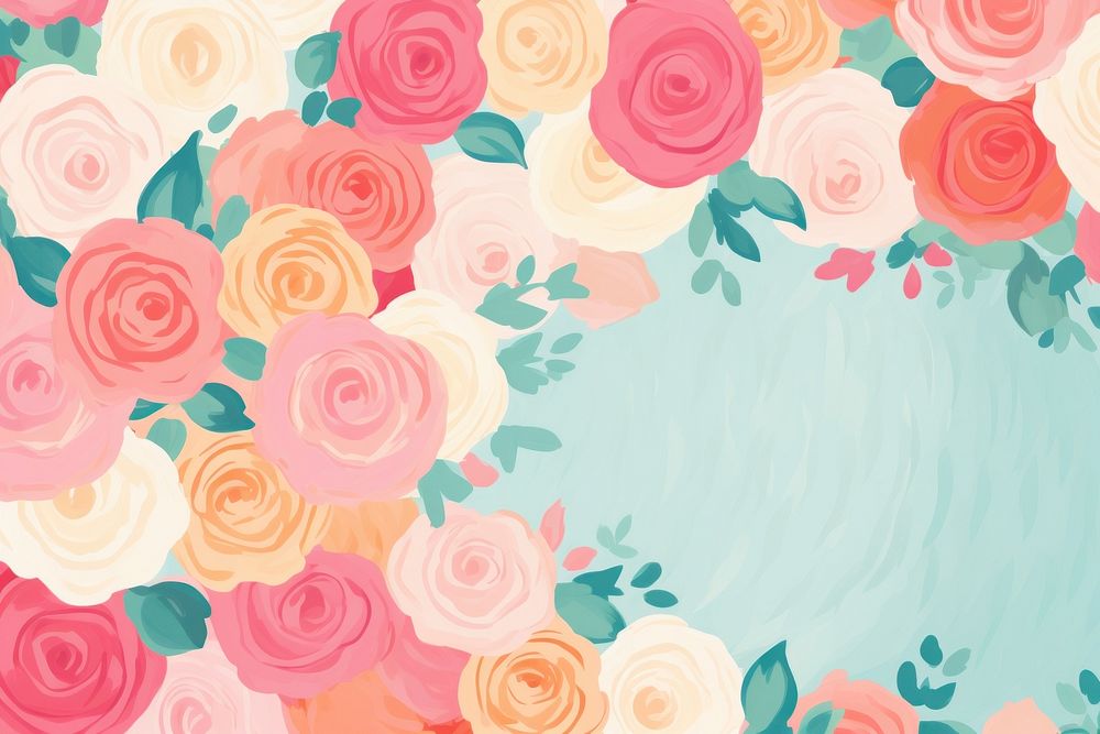 Rose border painting backgrounds pattern. AI generated Image by rawpixel.