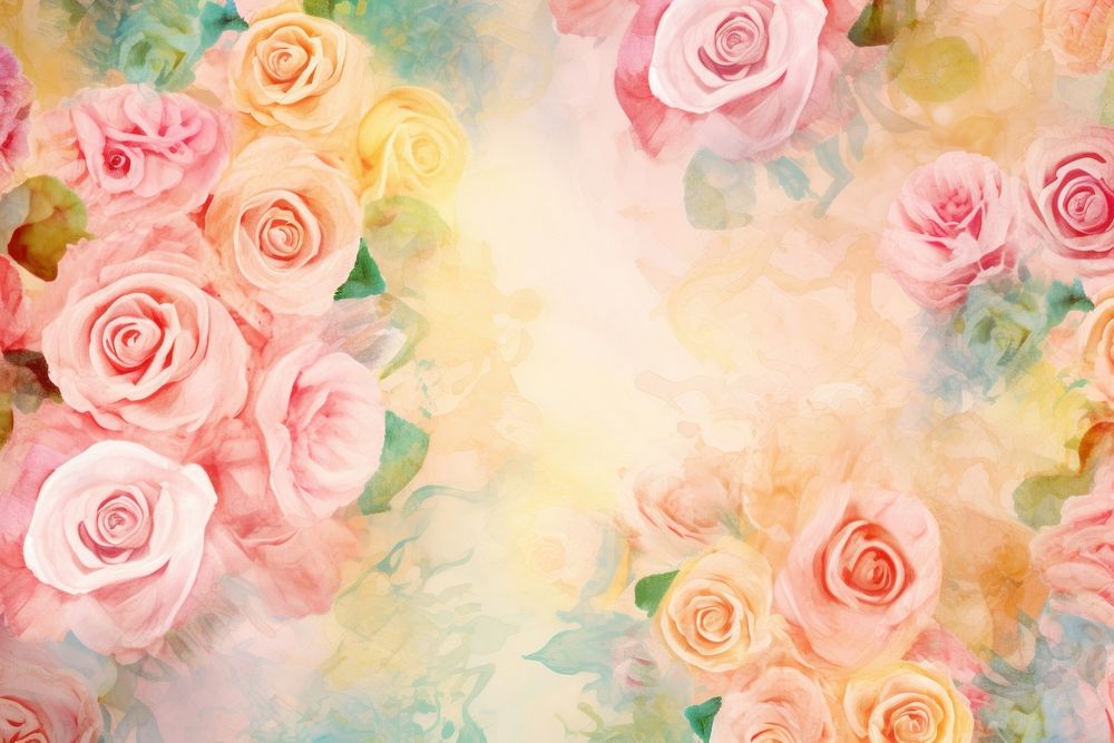 Rose border painting backgrounds pattern. AI generated Image by rawpixel.