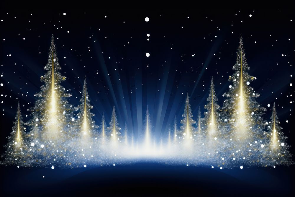 White sparkling christmas trees backgrounds night light. AI generated Image by rawpixel.