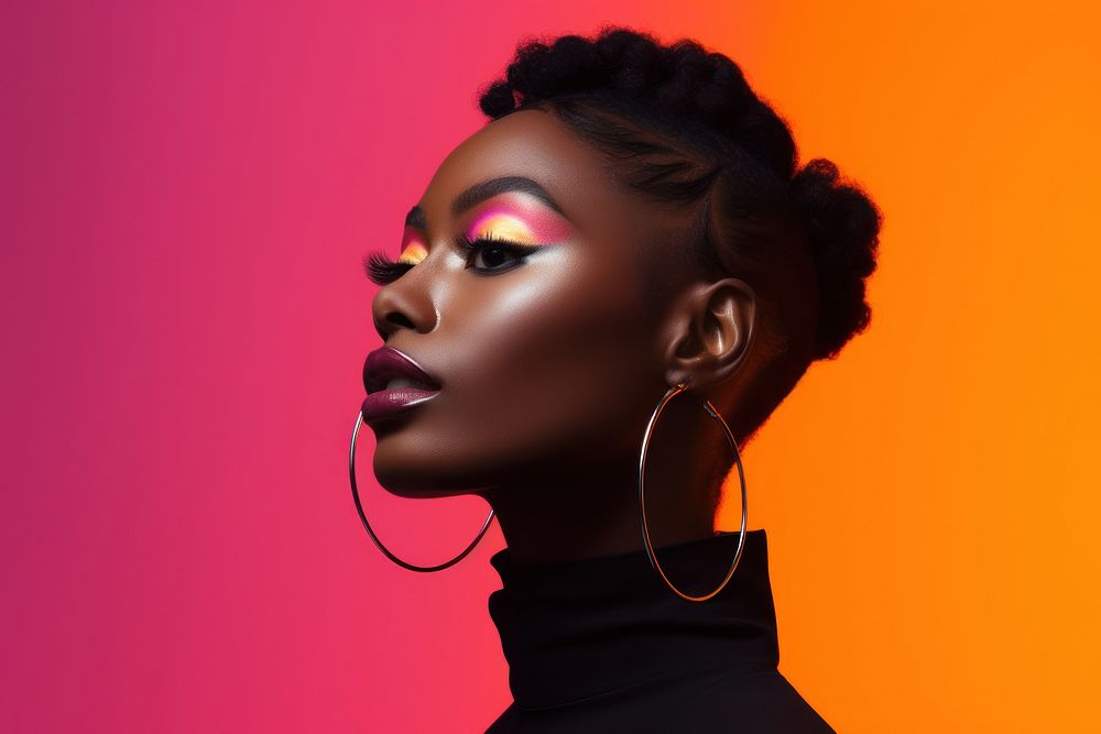 Black people portrait earring jewelry. AI generated Image by rawpixel.