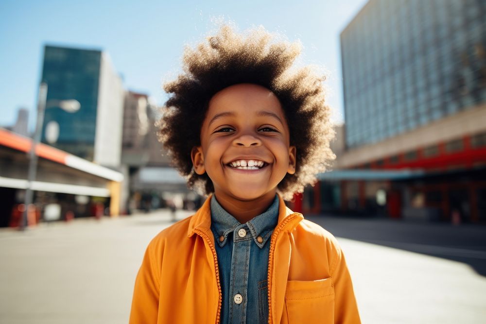 Black people city portrait smile. AI generated Image by rawpixel.