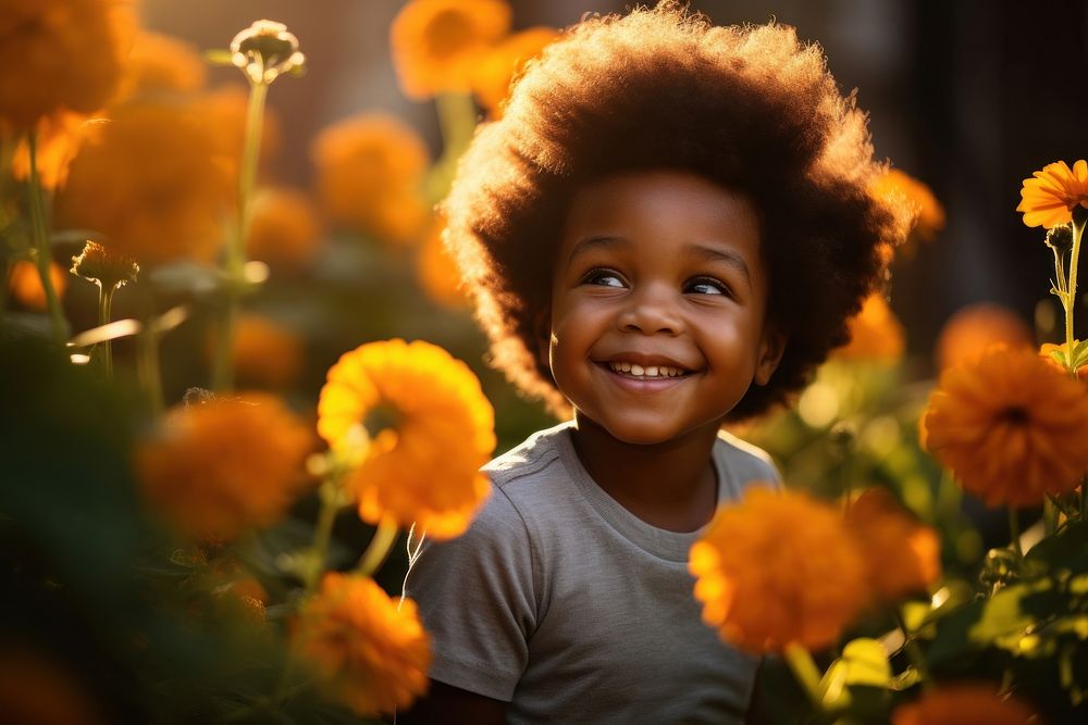 Black people portrait flower plant. AI generated Image by rawpixel.