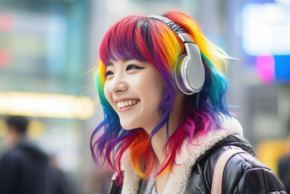 Japanese woman headphones headset fashion. AI generated Image by rawpixel.