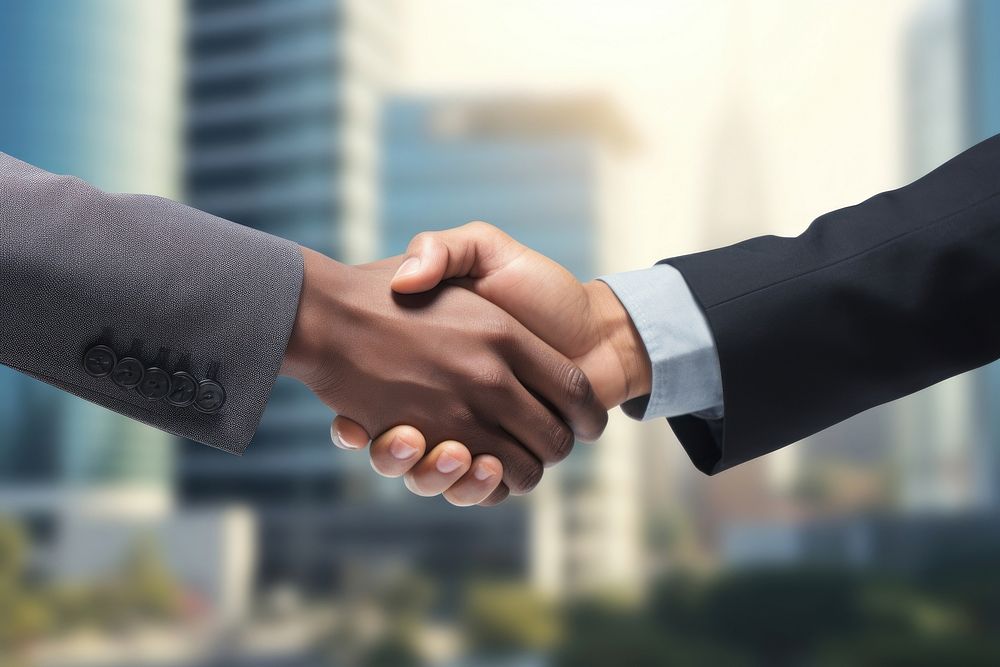 Two people shaking hands handshake agreement greeting. AI generated Image by rawpixel.