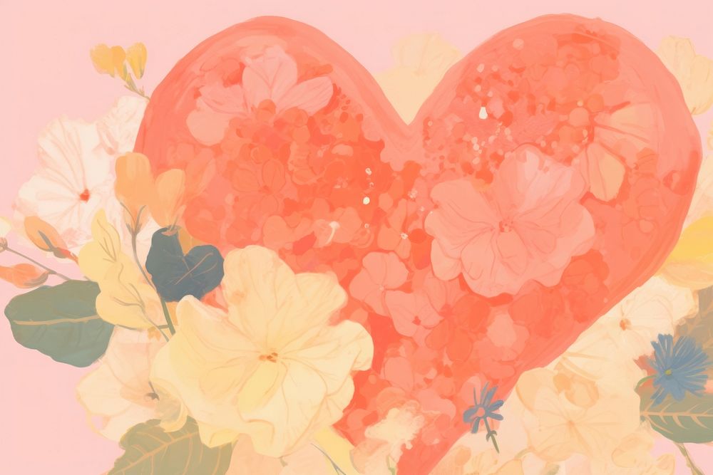 Heart with a beautyful flower backgrounds plant pink. AI generated Image by rawpixel.