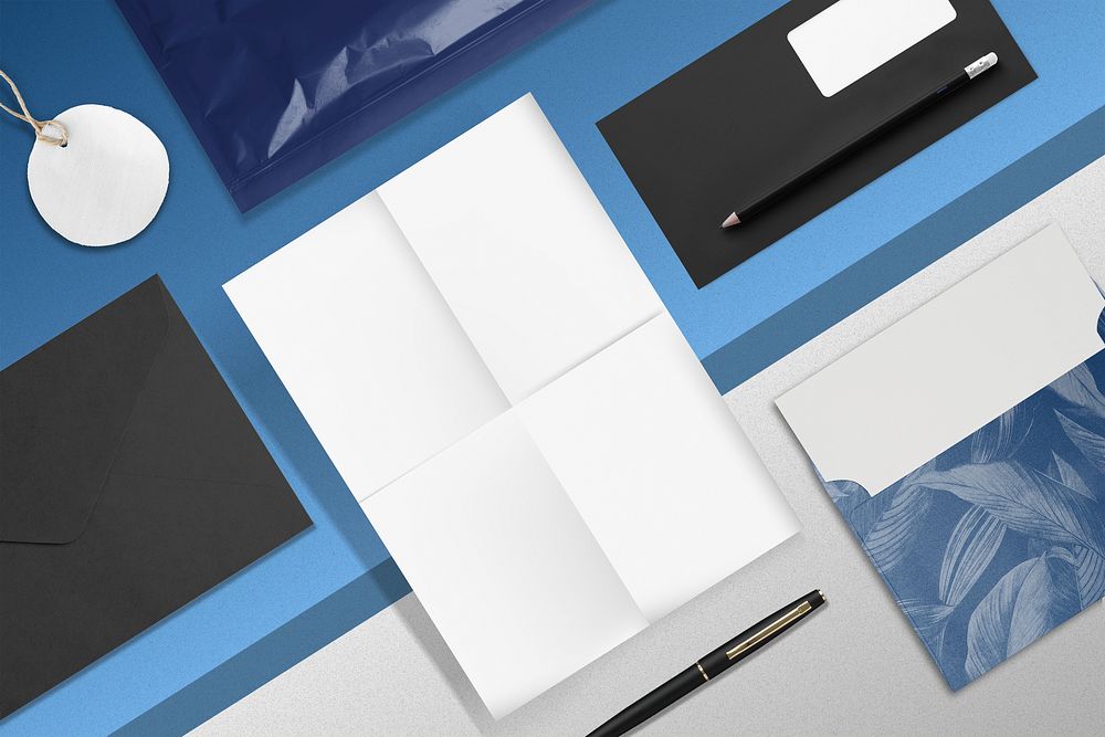 Fold paper flat lay, corporate identity