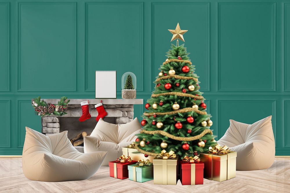 Festive home interior with Christmas decoration