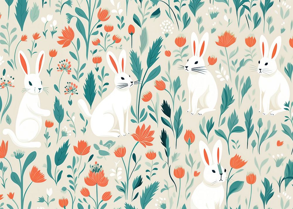 Many easter bunny pattern nature representation backgrounds. AI generated Image by rawpixel.