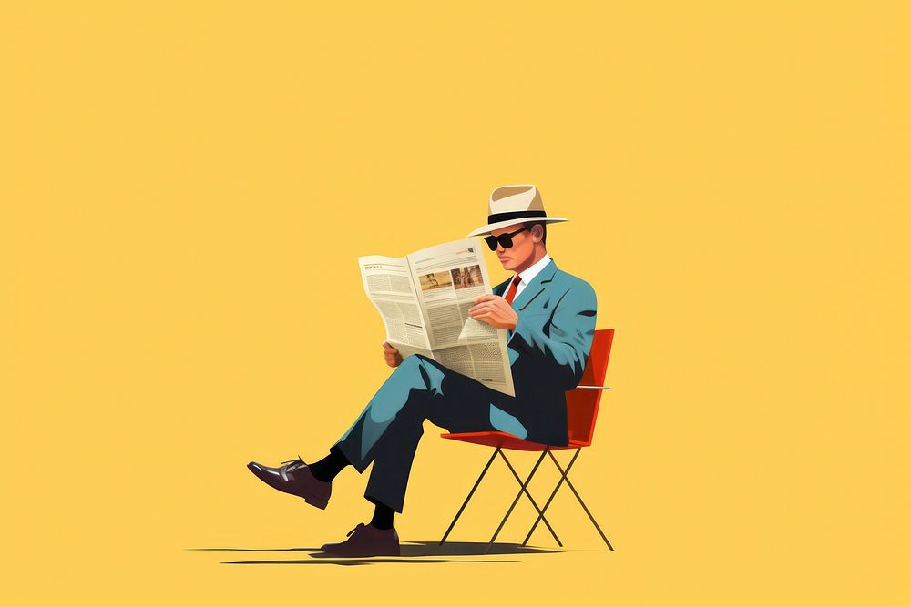 Businessman reading newspaper sitting adult relaxation. AI generated Image by rawpixel.