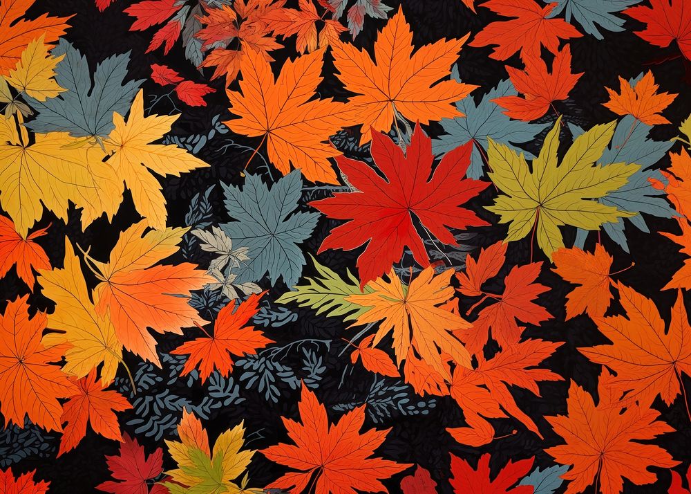 Autumn leaves nature maple plant. AI generated Image by rawpixel.