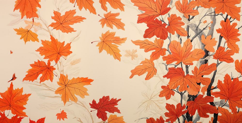 Autumn leaves drawing nature maple. AI generated Image by rawpixel.